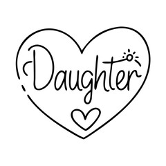 heart with son and daughter text icon, heart with son and daughter text line art - simple line art of heart with son and daughter text, perfect for heart with son and daughter text logos and icons