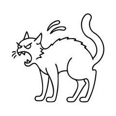 hissing black cat icon, hissing black cat line art - simple line art of hissing black cat, perfect for hissing black cat logos and icons