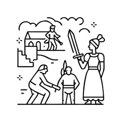 historical novel icon, historical novel line art - simple line art of historical novel, perfect for historical novel logos and icons