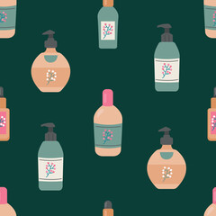 Colorful Pattern of Cosmetic Bottles and Beauty Products. Endless Textures for Your Design