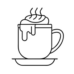 hot chocolate mug icon, hot chocolate mug line art - simple line art of hot chocolate mug, perfect for hot chocolate mug logos and icons