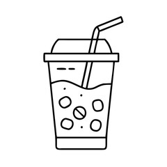 iced coffee icon, iced coffee line art - simple line art of iced coffee, perfect for iced coffee logos and icons