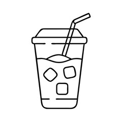 iced coffee icon, iced coffee line art - simple line art of iced coffee, perfect for iced coffee logos and icons