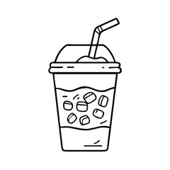 iced coffee icon, iced coffee line art - simple line art of iced coffee, perfect for iced coffee logos and icons