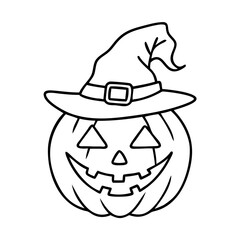 jack o lantern with hat icon, jack o lantern with hat line art - simple line art of jack o lantern with hat, perfect for jack o lantern with hat logos and icons