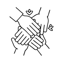 joined hands in solidarity icon, joined hands in solidarity line art - simple line art of joined hands in solidarity, perfect for joined hands in solidarity logos and icons