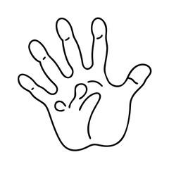 kid s handprint icon, kid s handprint line art - simple line art of kid s handprint, perfect for kid s handprint logos and icons