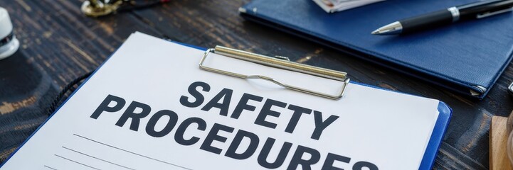 Important safety procedures document on clipboard