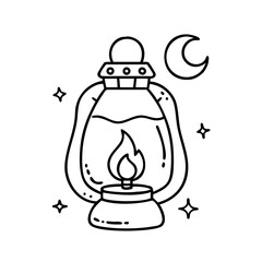 lantern with eerie glow icon, lantern with eerie glow line art - simple line art of lantern with eerie glow, perfect for lantern with eerie glow logos and icons
