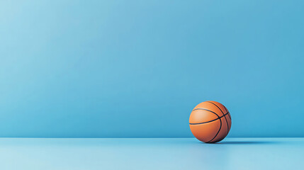 Isolated Basketball on a Light Blue Background