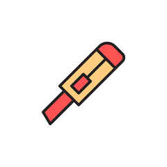 Colored Stationery Icon Featuring a Red and Yellow Writing Tool with Functional Design Elements for Creative Workspaces and Education Contexts
