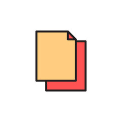 Colorful Stationery Icon Featuring Stacked Orange and Red Documents with minimalistic Design for Office or Education Use
