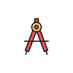 Red Compass Icon Symbolizing Precision and Design in Stationery and Drafting Tools for Creative Projects and Educational Purposes