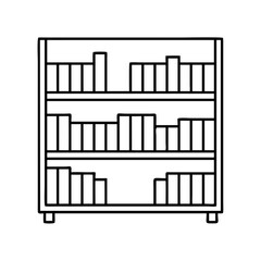 library bookshelf icon, library bookshelf line art - simple line art of library bookshelf, perfect for library bookshelf logos and icons