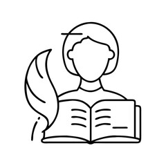 literary character silhouette icon, literary character silhouette line art - simple line art of literary character silhouette, perfect for literary character silhouette logos and icons