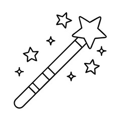 magic wand icon, magic wand line art - simple line art of magic wand, perfect for magic wand logos and icons