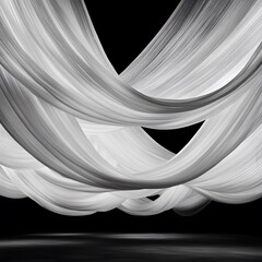 Fototapeta premium Elegant Draped White Fabric Background Studio Shot of flowing Sheer Curtains