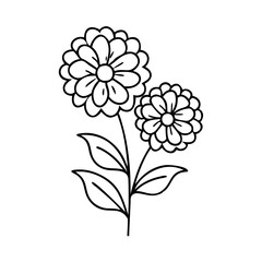 marigold flowers icon, marigold flowers line art - simple line art of marigold flowers, perfect for marigold flowers logos and icons