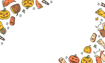 Halloween Party Frame with Scary Food Icons