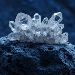 Stunning Cluster of Quartz Crystals on Dark Volcanic Rock A Mesmerizing Display of Nature's Beauty
