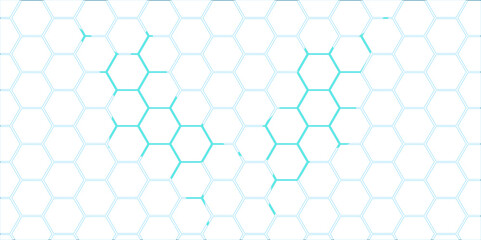 Blue Hexagonal Pattern Background with Geometric Design and Seamless Grid