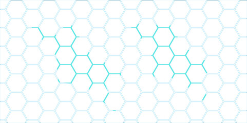Blue hexagonal pattern background with geometric honeycomb design and seamless texture