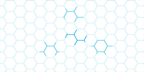 Abstract blue hexagonal pattern design with a seamless honeycomb texture