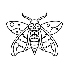 moth with skull icon, moth with skull line art - simple line art of moth with skull, perfect for moth with skull logos and icons