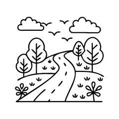 nature walk path icon, nature walk path line art - simple line art of nature walk path, perfect for nature walk path logos and icons