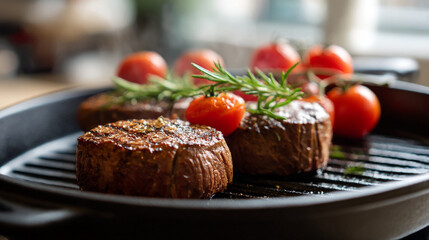 Grilled steak with rosemary and tomatoes recipe for dinner delicious food photography and cooking ideas
