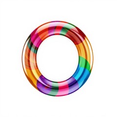 Fototapeta premium Bunter, glänzender Kreis auf weißem Hintergrund, modernes, fröhliches Design mit Regenbogeneffekt