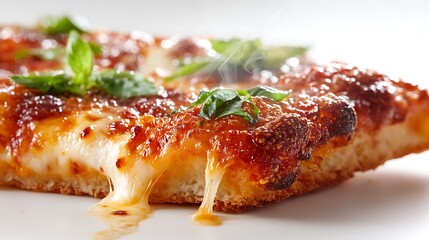 Delicious cheesy pizza slice with basil (1)
