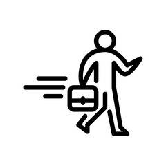 Fototapeta premium Go to work outline icon. stickman black line art illustration.