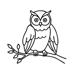owl on a branch icon, owl on a branch line art - simple line art of owl on a branch, perfect for owl on a branch logos and icons