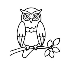 owl on a branch icon, owl on a branch line art - simple line art of owl on a branch, perfect for owl on a branch logos and icons