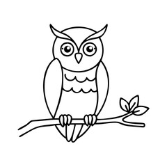 owl on branch icon, owl on branch line art - simple line art of owl on branch, perfect for owl on branch logos and icons