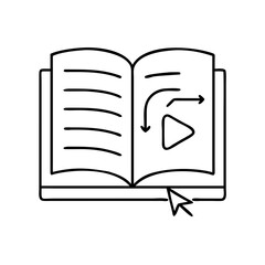 page turning animation icon, page turning animation line art - simple line art of page turning animation, perfect for page turning animation logos and icons
