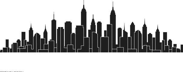 Obraz premium Minimalist Black and White City Skyline Vector