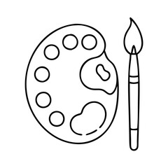 paintbrush and palette for art teacher icon