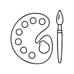 paintbrush and palette for art teacher icon