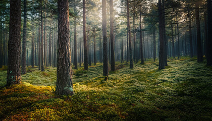 enchanted pine forest wallpaper background 007