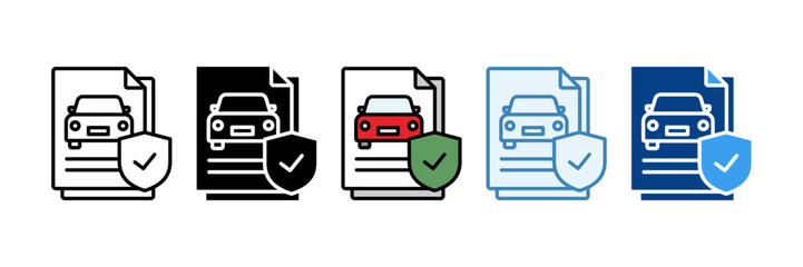 Car Insurance  Icon Set Multiple Style Collection