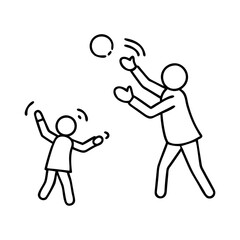 parent and child playing catch icon, parent and child playing catch line art - simple line art of parent and child playing catch, perfect for parent and child playing catch logos and icons