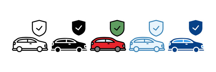 Car Insurance  Icon Set Multiple Style Collection