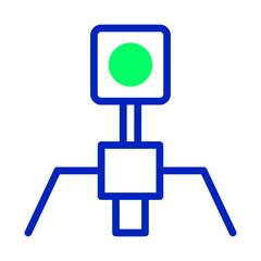 Depiction of a Futuristic Device with Distinct Blue Outline and Green Sphere