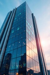 Futuristic glass windows on modern skyscraper, urban architecture background, windows, futuristic, skyscraper