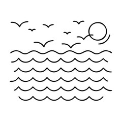 peaceful ocean waves icon, peaceful ocean waves line art - simple line art of peaceful ocean waves, perfect for peaceful ocean waves logos and icons