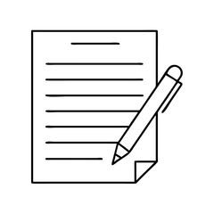 pen and paper icon, pen and paper line art - simple line art of pen and paper, perfect for pen and paper logos and icons