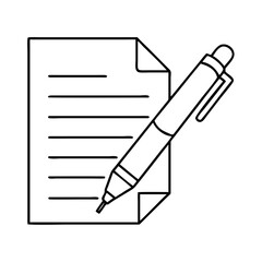pen and paper icon, pen and paper line art - simple line art of pen and paper, perfect for pen and paper logos and icons