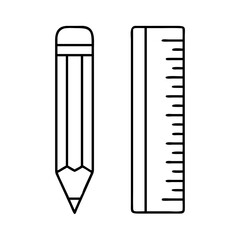 pencil and ruler icon, pencil and ruler line art - simple line art of pencil and ruler, perfect for pencil and ruler logos and icons